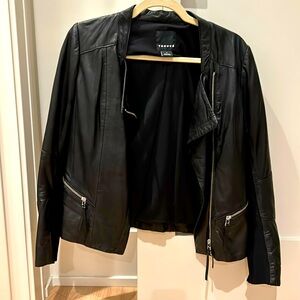 Trouvé Black Leather Jacker Size Small - Silver zippers